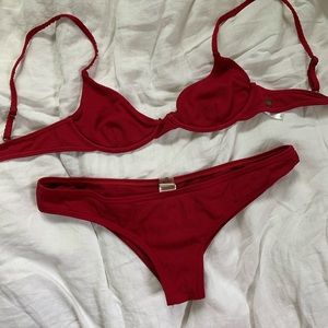 BILLABONG red pin up bustier bikini